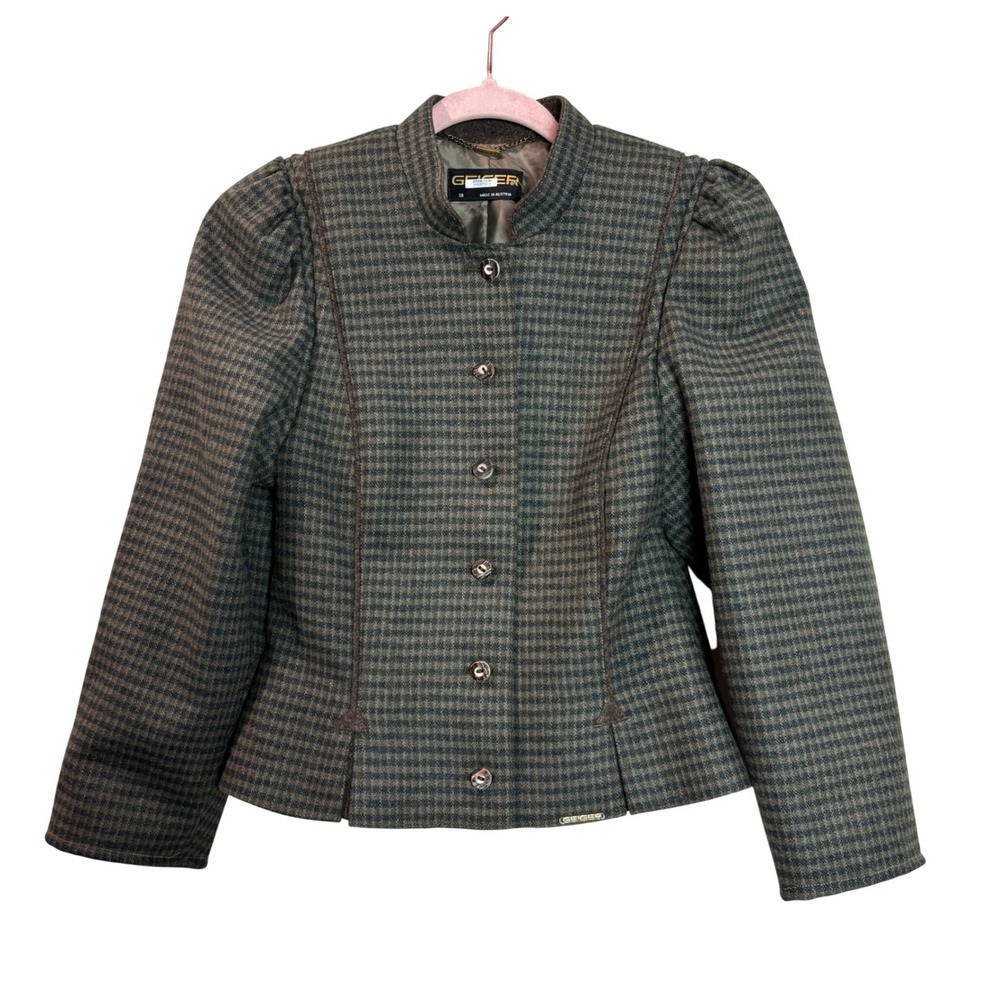 Geiger Austria Wool Womens Plaid Blazer Jacket 38‎ Dark Academia Feminine Preppy